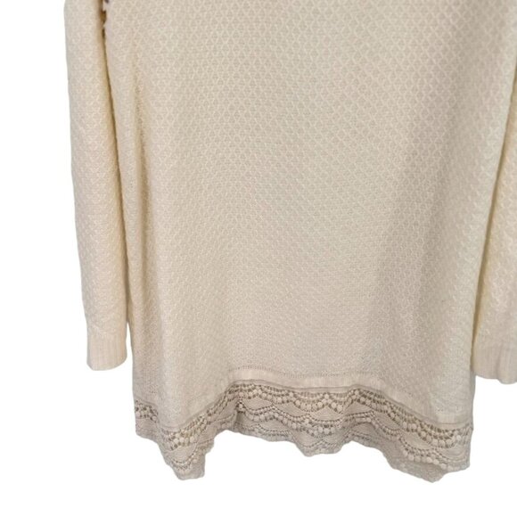 Chicos 4 Womens Size 2x rhinestone Embellished Knit Sweater Ivory lace hem - Picture 3 of 11